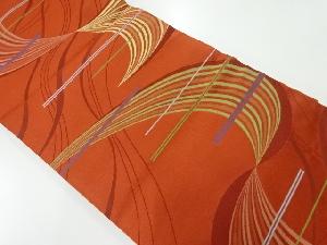 リサイクル　未使用品　横段に抽象模様織出し全通袋帯